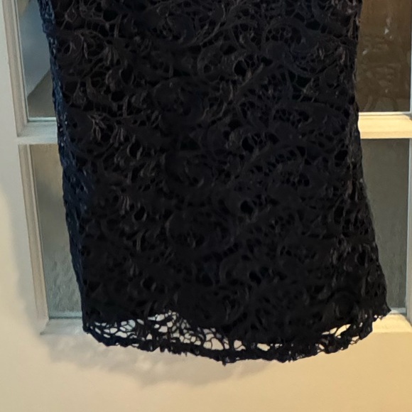 Adrianna Papell Cap-Sleeve Illusion Lace Gown - Midnight Blue Color - Size 14 - Picture 7 of 7